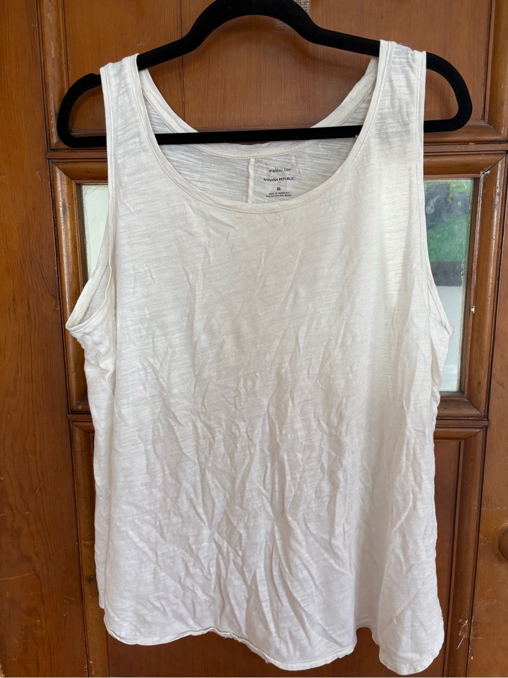 Banana Republic Malibu Tee White Cotton Modal Gold Sparkle Tank Top Women’s XL